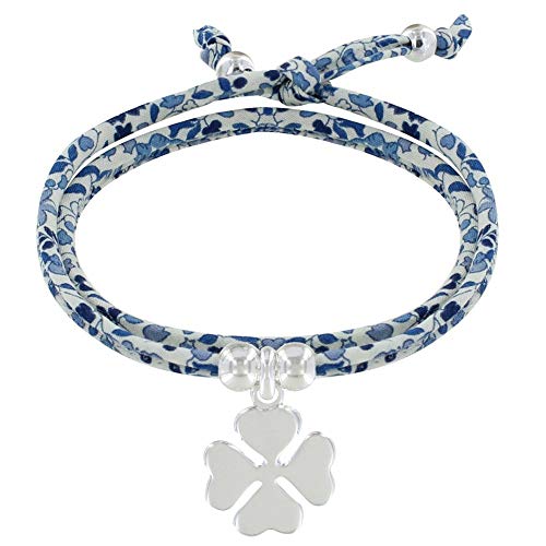 LES POULETTES BIJOUX - Doppel Runde Link Armband liberty und Silber 925 Klee - Colors - Blau Navy LES POULETTES BIJOUX - Doppel Runde Link Armband liberty und Silber 925 Klee - Colors - Blau Navy von LES POULETTES BIJOUX