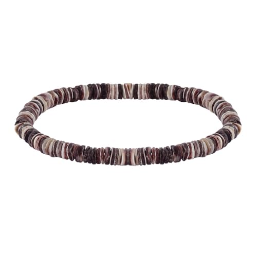 LES POULETTES BIJOUX - Elastischen Herren Armband Braunen und Beigen Muschelringen von LES POULETTES BIJOUX