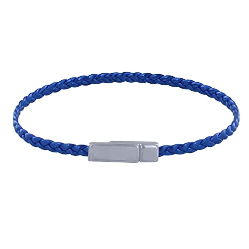 LES POULETTES BIJOUX - Frau Armband Flachen Geflecht Glänzendem Leder Silbernem Metall Magnet Verschluss - Blau von LES POULETTES BIJOUX