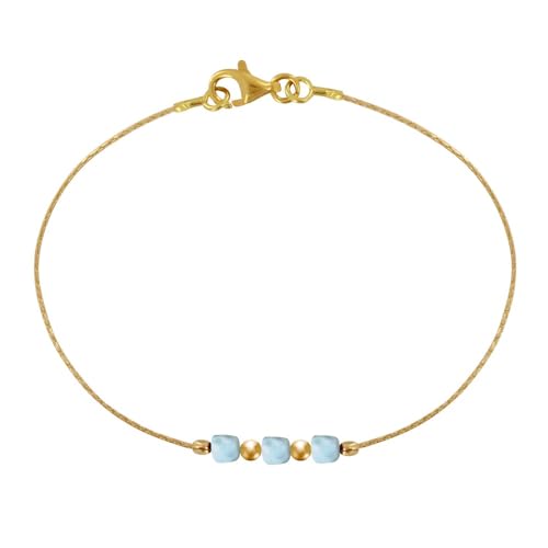 LES POULETTES BIJOUX - Gold Filled Armband Drei Kleinen Larimar Würfel - taille 16 cm von LES POULETTES BIJOUX