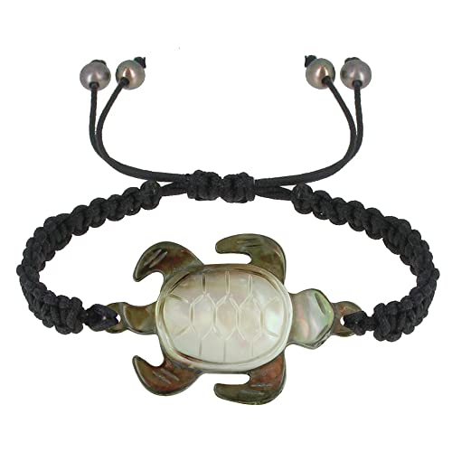 LES POULETTES BIJOUX - Graues Schildkröten-Perlmutt-Armband mit Geflochtenem Glied - Schwarz von LES POULETTES BIJOUX