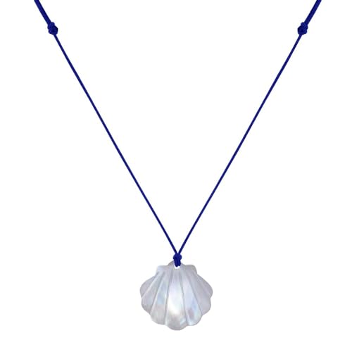 LES POULETTES BIJOUX - Halskette Gliedern Perlmutt Jakobsmuschelschale - Blau Navy von LES POULETTES BIJOUX