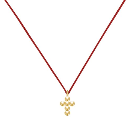 LES POULETTES BIJOUX - Halskette Gliedern Vergoldeter Kleinen Kreuzes aus Perlen - Rote von LES POULETTES BIJOUX