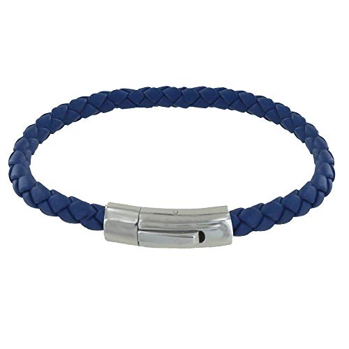 LES POULETTES BIJOUX - Herren Armband Einfach Leder Geflochtene Runde 19cm - Blau Navy von LES POULETTES BIJOUX