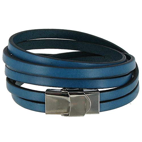 LES POULETTES BIJOUX - Leder Armband mit Dreifach-Schalten Edelstahl Schließe - Colors - Turquoise von LES POULETTES BIJOUX