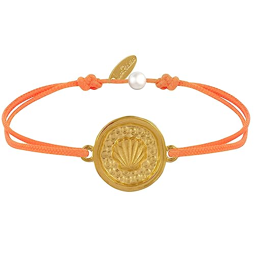 LES POULETTES BIJOUX - Link Armband Goldenem Messing Runde Medaille Muschel - Orange von LES POULETTES BIJOUX