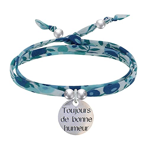 LES POULETTES BIJOUX - Armband Doppelter Link Liberty und 925 Silber Medaille Toujours de Bonne Humeur - Turquoise von LES POULETTES BIJOUX