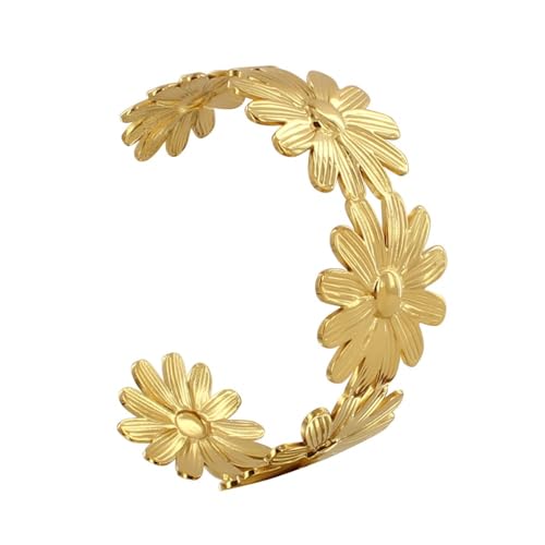 LES POULETTES BIJOUX - Manschettenarmband aus Vergoldetem Stahl mit Gänseblümchen von LES POULETTES BIJOUX