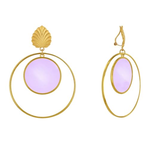 LES POULETTES BIJOUX - Mattem Messing Clips Ohrringe Blatt Kreis Durchscheinenden Farbigen und Ring - Helles Lila LES POULETTES BIJOUX - Mattem Messing Clips Ohrringe Blatt Kreis Durchscheinenden Farbigen und Ring - Helles Lila von LES POULETTES BIJOUX