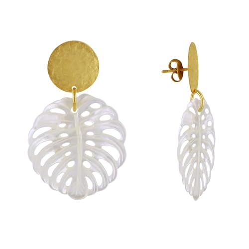 LES POULETTES BIJOUX - Mattem Messing Nagel Ohrringe Gebürsteten Scheibe Durchbrochenen Perlmuttblatt LES POULETTES BIJOUX - Mattem Messing Nagel Ohrringe Gebürsteten Scheibe Durchbrochenen Perlmuttblatt von LES POULETTES BIJOUX