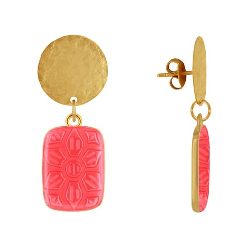 LES POULETTES BIJOUX - Mattem Messing Nagel Ohrringe Gebürsteten Scheibe und Rechteck Harz Blume - Neon Pink LES POULETTES BIJOUX - Mattem Messing Nagel Ohrringe Gebürsteten Scheibe und Rechteck Harz Blume - Neon Pink von LES POULETTES BIJOUX