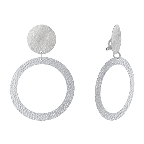 LES POULETTES BIJOUX - Matter Messing Clip Ohrringe Gebürsteten Scheibe und Gehämmerten Ring - Silber-Grau LES POULETTES BIJOUX - Matter Messing Clip Ohrringe Gebürsteten Scheibe und Gehämmerten Ring - Silber-Grau von LES POULETTES BIJOUX