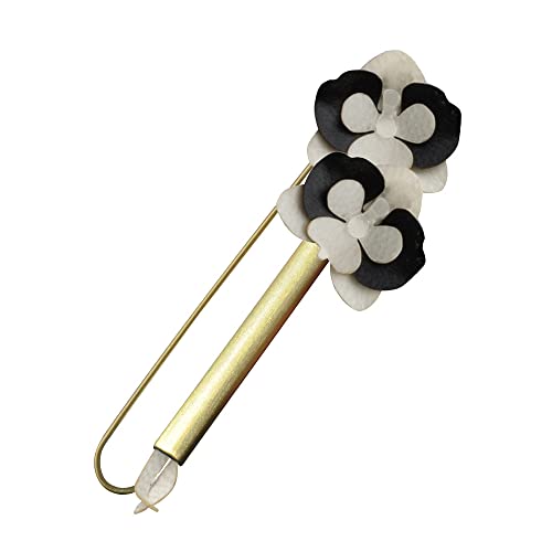 LES POULETTES BIJOUX - Messing Brosche Rohr und Leder Orchideen - Beige von LES POULETTES BIJOUX
