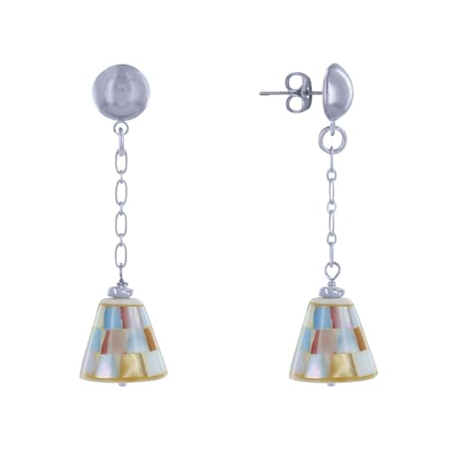 LES POULETTES BIJOUX - Messing Nägel Ohrringe Kette und Mehrfarbigen Facettierten Perlmuttkegel - Silber-Grau LES POULETTES BIJOUX - Messing Nägel Ohrringe Kette und Mehrfarbigen Facettierten Perlmuttkegel - Silber-Grau von LES POULETTES BIJOUX