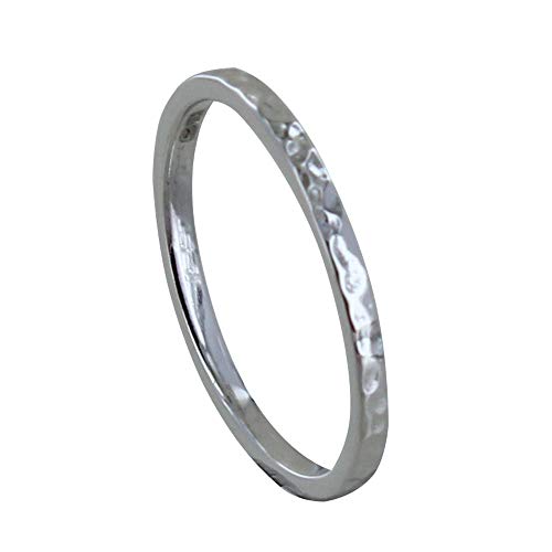 LES POULETTES BIJOUX - Rhodium Silber Ring Gehämmerte Feine Allianz - grobe 58 (18.5) von LES POULETTES BIJOUX