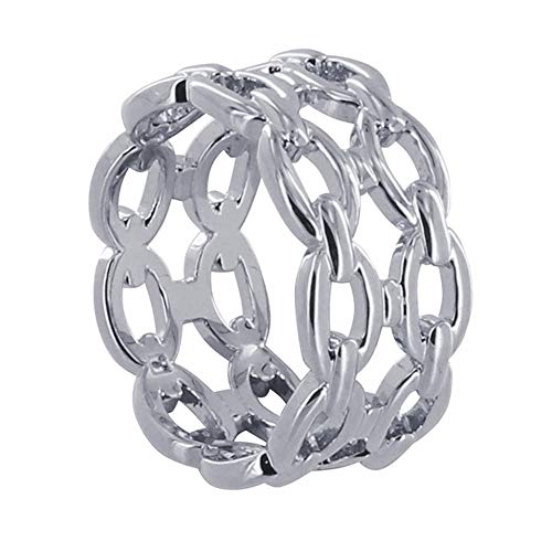 LES POULETTES BIJOUX - Rhodium 925 Silber Ring Links Rohr - Taille 58 (18.5) von LES POULETTES BIJOUX