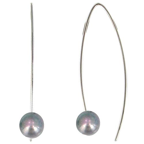 LES POULETTES BIJOUX - Rhodium 925 Silber Haken Ohrringe mit Süßwasser Zuchtperlen 6 mm - Classics - Grau von LES POULETTES BIJOUX