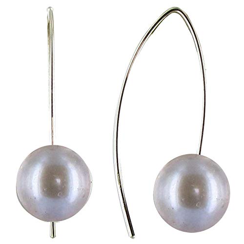 LES POULETTES BIJOUX - Rhodium Sterling Silber Ohrringe 11 mm Runde Süßwasserperlen Kurz - Classics - Hellgrau von LES POULETTES BIJOUX