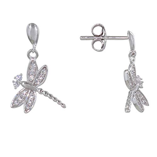 LES POULETTES BIJOUX - Silber 925 Rhodium Ohrringe Libelle und Strass von LES POULETTES BIJOUX