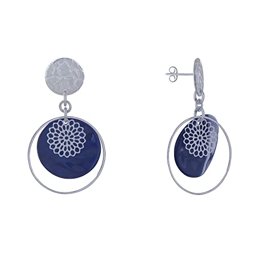 LES POULETTES BIJOUX - Silbernem Metall Nägel Ohrringe Kreis und Perlmuttpastille - Blau Navy LES POULETTES BIJOUX - Silbernem Metall Nägel Ohrringe Kreis und Perlmuttpastille - Blau Navy von LES POULETTES BIJOUX
