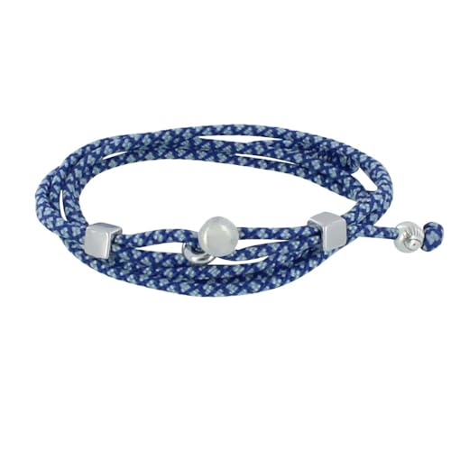 LES POULETTES BIJOUX - Silbernen Metall Herren Armband Würfel Knopf Verschluss und Paracord Link - Blau von LES POULETTES BIJOUX