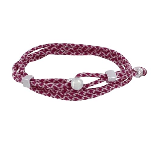 LES POULETTES BIJOUX - Silbernen Metall Herren Armband Würfel Knopf Verschluss und Paracord Link - Bordeaux von LES POULETTES BIJOUX