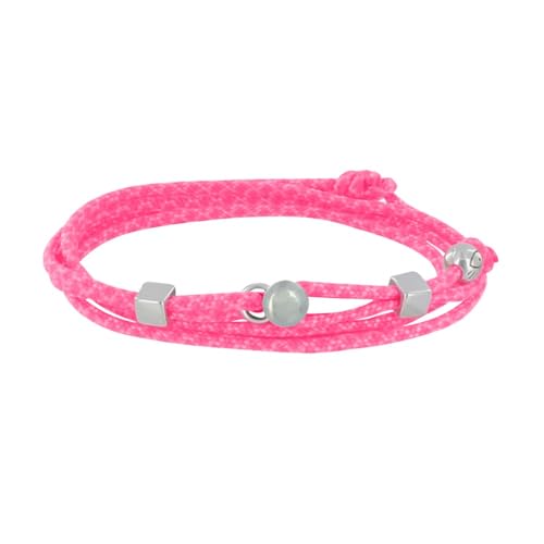 LES POULETTES BIJOUX - Silbernen Metall Herren Armband Würfel Knopf Verschluss und Paracord Link - Neon Pink von LES POULETTES BIJOUX