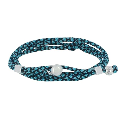 LES POULETTES BIJOUX - Silbernen Metall Herren Armband Würfel Knopf Verschluss und Paracord Link - Turquoise von LES POULETTES BIJOUX