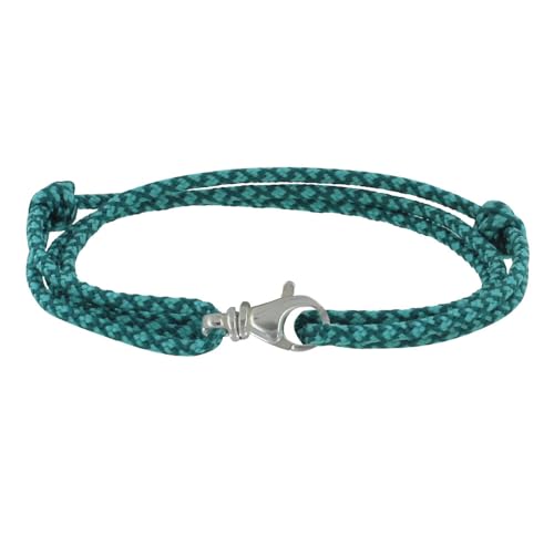 LES POULETTES BIJOUX - Sterling Silber 925 Gemischtes Armband Drehbaren Karabiner und Paracord Link - Grünes Blau von LES POULETTES BIJOUX