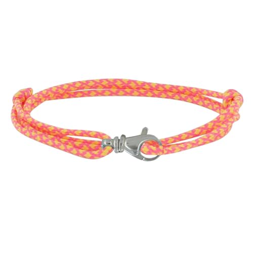 LES POULETTES BIJOUX - Sterling Silber 925 Gemischtes Armband Drehbaren Karabiner und Paracord Link - Neon orange von LES POULETTES BIJOUX