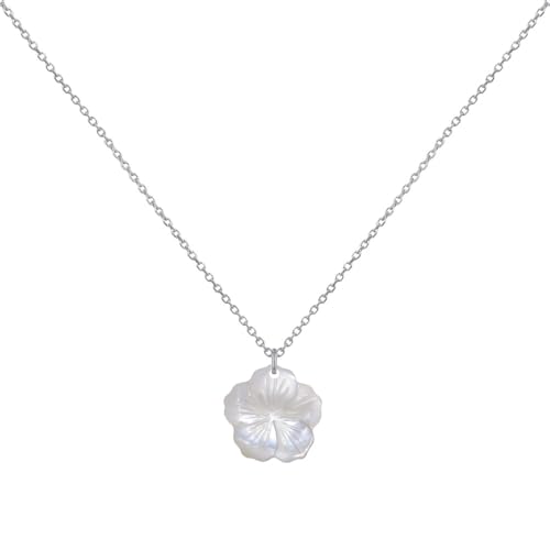 LES POULETTES BIJOUX - Sterling Silber 925 Halskette Elfenbein Perlmutt Blume - taille 45 cm von LES POULETTES BIJOUX