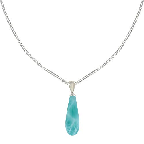 LES POULETTES BIJOUX - Sterling Silber Halskette Kette und Anhänger Larimar Tropfen von LES POULETTES BIJOUX