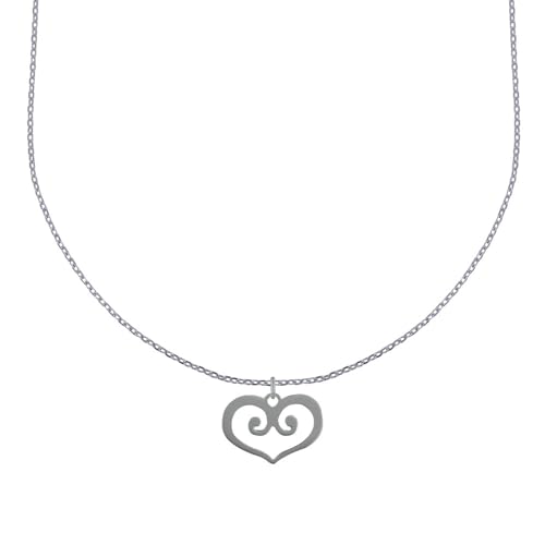 LES POULETTES BIJOUX - Sterling Silber Halskette und ihrem Durchbrochenen Herz Anhänger - grobe 38 cm von LES POULETTES BIJOUX