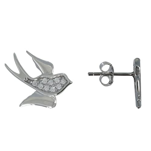 LES POULETTES BIJOUX - Sterling Silber 925 Nägel Ohrringe Schwalbe und Strasssteinen von LES POULETTES BIJOUX