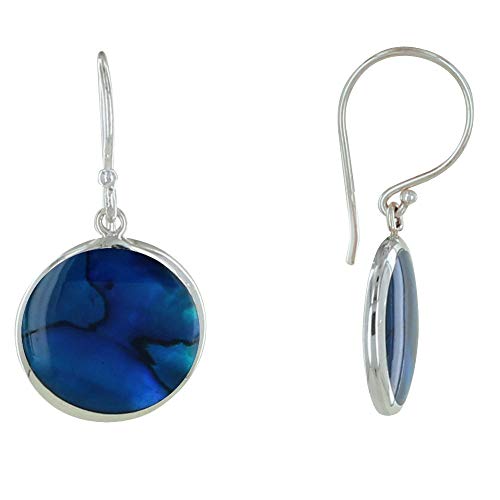 LES POULETTES BIJOUX - Sterling Silber 925 Ohrringe Scheibe Blau Abalone Perlmutt von LES POULETTES BIJOUX