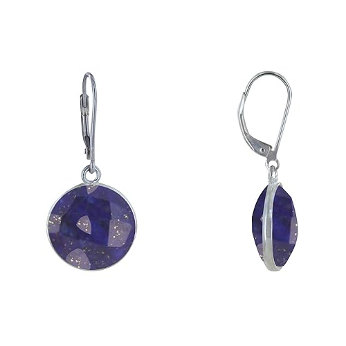 LES POULETTES BIJOUX - Sterling Silber 925 Ohrringe Scheibe Facettierten Lapislazuli von LES POULETTES BIJOUX