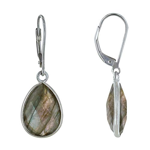 LES POULETTES BIJOUX - Sterling Silber 925 Ohrringe Tropfen Facettierten Labradorit von LES POULETTES BIJOUX