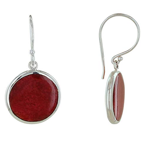 LES POULETTES BIJOUX - Sterling Silber 925 Ohrringe mit Scheibe Farbe Rot Koralle von LES POULETTES BIJOUX