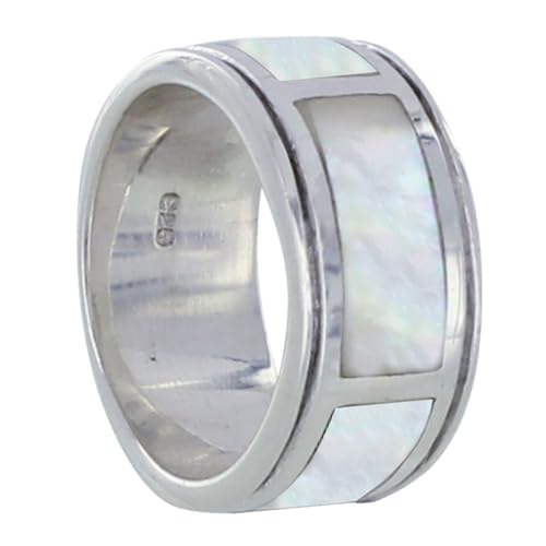 LES POULETTES BIJOUX - Sterling Silber 925 Ring DREI Elfenbein Perlmutt Rechtecke - Taille 54 (17.2) von LES POULETTES BIJOUX