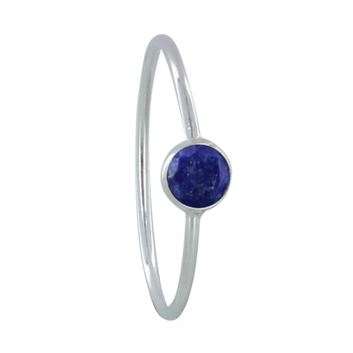 LES POULETTES BIJOUX - Sterling Silber Ring Kleiner Facettierter Lapislazuli Rund - grobe 56 (17.8) von LES POULETTES BIJOUX