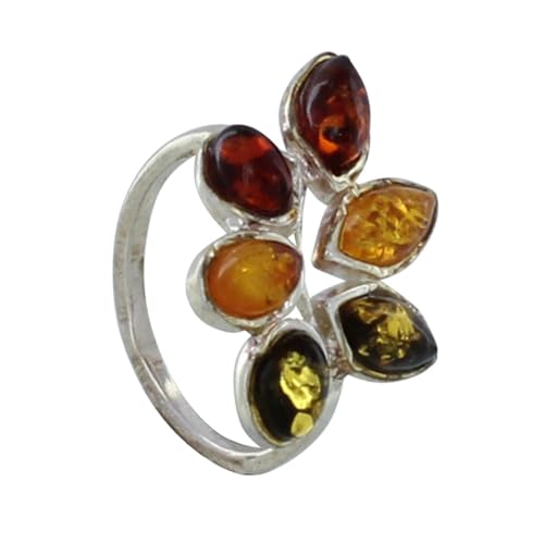 LES POULETTES BIJOUX - Sterling Silber 925 Ring Laub in Bernstein 3 Farben - Taille 52 (16.6) von LES POULETTES BIJOUX