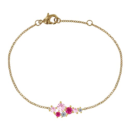 LES POULETTES BIJOUX - Vergoldet Armband 7 Runden Strasssteinen - Pink von LES POULETTES BIJOUX