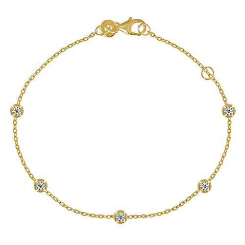 LES POULETTES BIJOUX - Vergoldet Armband Fünf Kleine Runde Strass Steine LES POULETTES BIJOUX - Vergoldet Armband Fünf Kleine Runde Strass Steine von LES POULETTES BIJOUX
