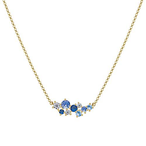 LES POULETTES BIJOUX - Vergoldet Halskette 9 Runden Strasssteinen - Blau Navy von LES POULETTES BIJOUX