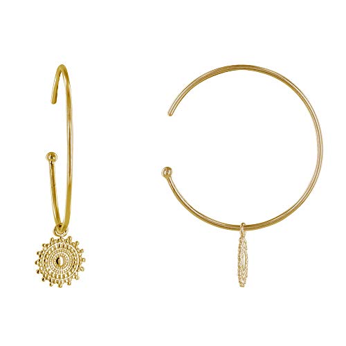 LES POULETTES BIJOUX - Vergoldet Ohrringe Halb Kreolen und Sonne LES POULETTES BIJOUX - Vergoldet Ohrringe Halb Kreolen und Sonne von LES POULETTES JEWELS