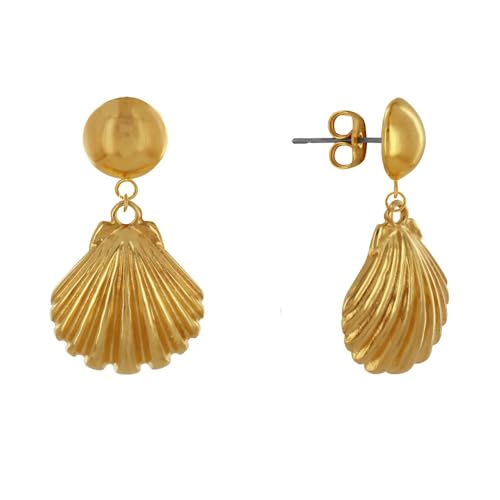 LES POULETTES BIJOUX - Vergoldetem Messing Ohrringe Farbigen Kreis und Jakobsmuschel - Gold von LES POULETTES BIJOUX