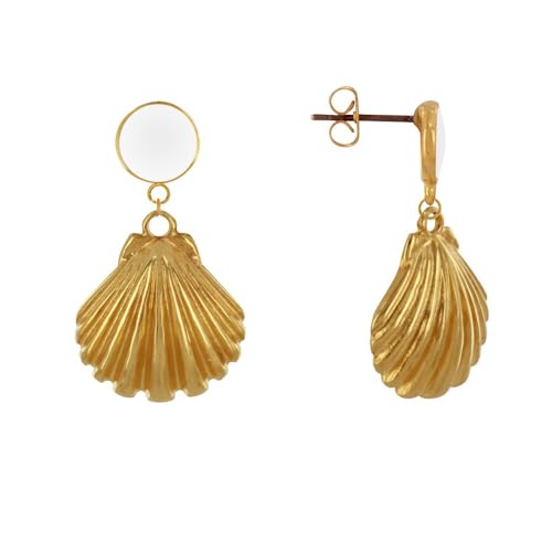 LES POULETTES BIJOUX - Vergoldetem Messing Ohrringe Farbigen Kreis und Jakobsmuschel - Weib von LES POULETTES BIJOUX