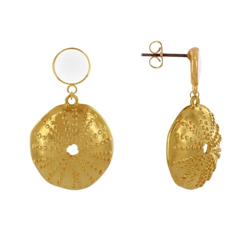 LES POULETTES BIJOUX - Vergoldetem Messing Ohrringe Farbigen Kreis und Seeigelschale - Weib von LES POULETTES BIJOUX