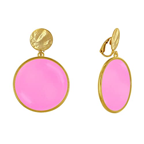 LES POULETTES BIJOUX - Vergoldetem Metall Klammer Ohrringe Durchscheinender Farbiger Kreis - Fuchsia von LES POULETTES BIJOUX