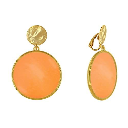 LES POULETTES BIJOUX - Vergoldetem Metall Klammer Ohrringe Durchscheinender Farbiger Kreis - Orange von LES POULETTES BIJOUX
